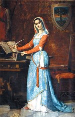 Eleonora d'Arborea, dipinto opera del pittore Antonio Benini - olio su tela (cm 119x80)