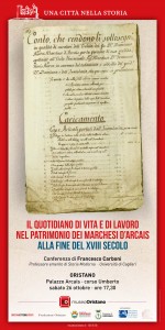 Conferenza sul quotidiano di vita e di lavoro nel patrimonio dei marchesi d’Arcais alla fine del XVIII secolo